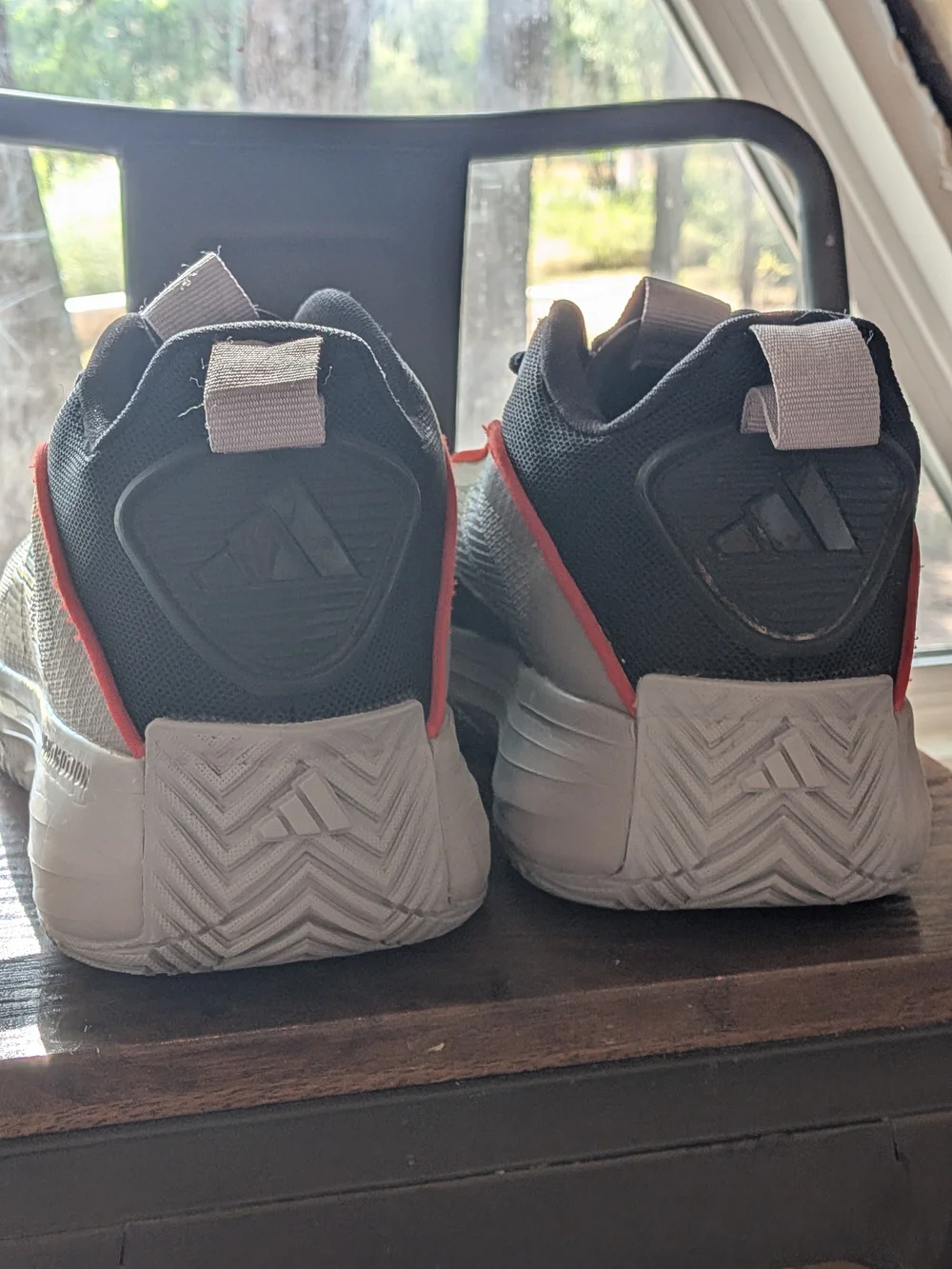 adidas Men's Gray Mesh Sneakers with Black and Orange Accents
